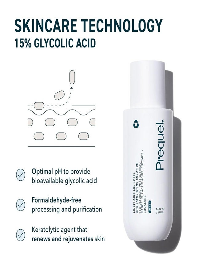 Prequel Skin Multi-Acid Milk Peel, Professional Exfoliating Solution. 15% Glycolic Acid Face Peel with Lactic Acid and Enzymes. Hydrating Chemical Exfoliant. Clinical Strength Formula, 7.6oz Bottle. - Image 4